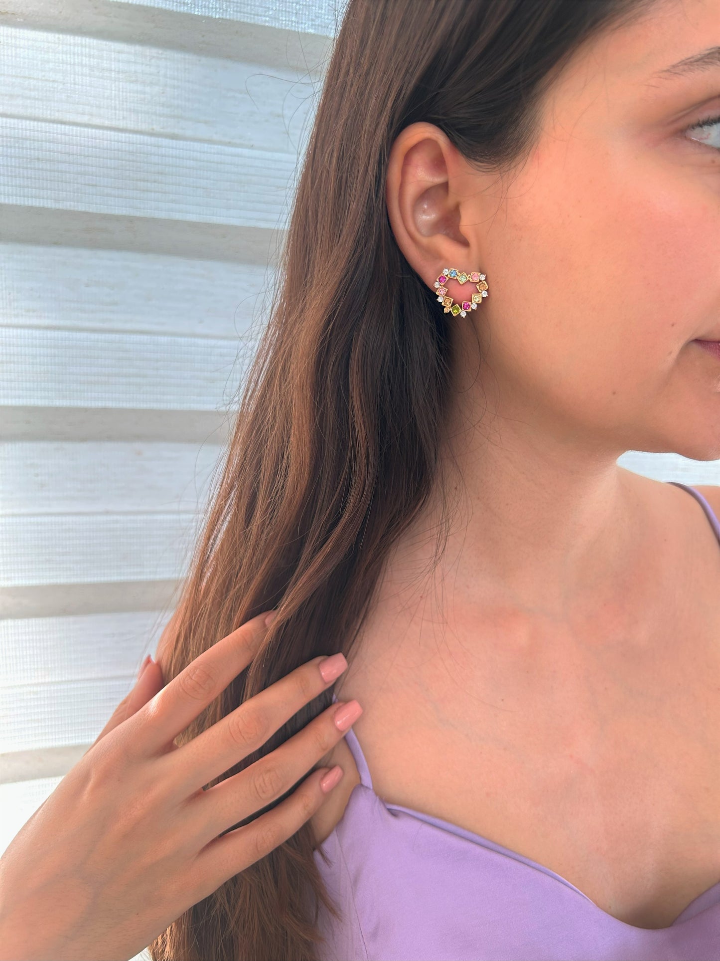 Aretes con crystal multicolor